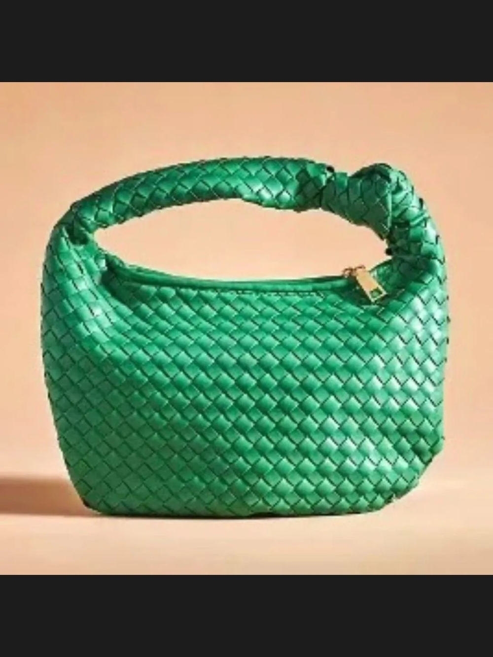 Melie Bianco Drew Satchel Green Woven Shoulder Bag